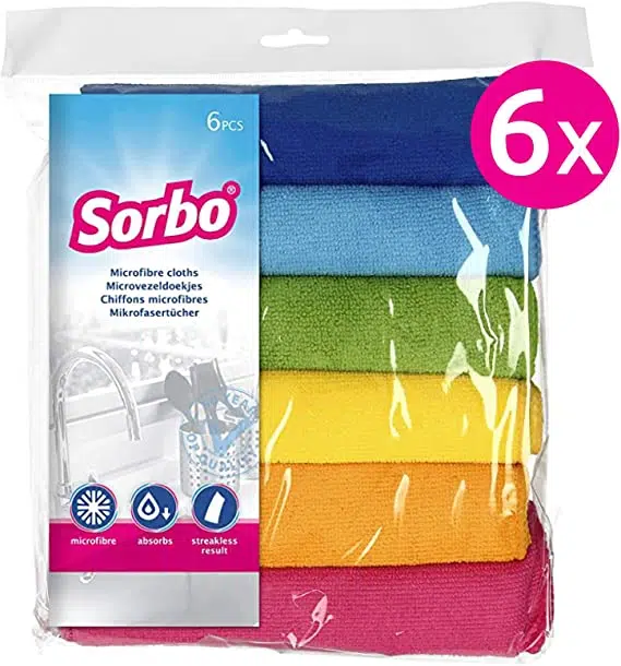 Sorbo Microfibre Cleaning Cloths - Extra Large Multipurpose Cleaning Towels - Streak-free, Super Absorbent and Washable Cloth Duster for Car Cleaning, House, Kitchen, Windows - Pack of 6