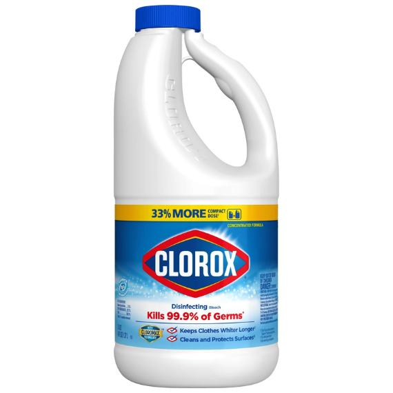 New - Clorox Disinfecting Bleach, Regular (Concentrated Formula) - 43 Ounce Bottle